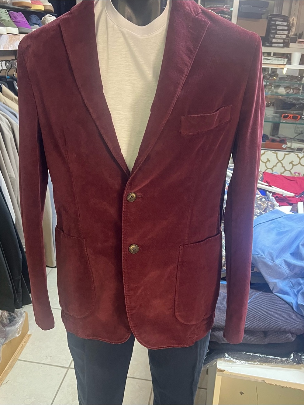CC Collection Corneliani  Velvet Burgundy Size 40R (50 EU)